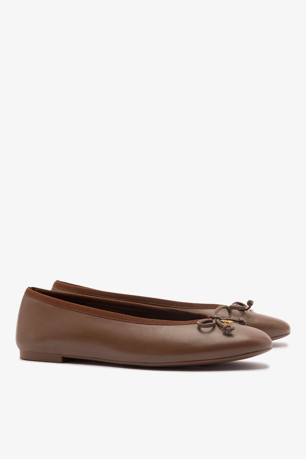 Larroude Pavlova Ballet Flat In Burnt Umber Leather