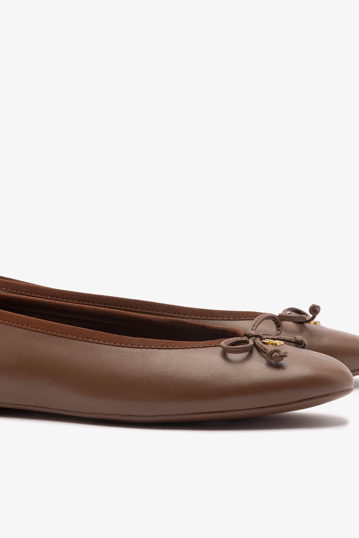 Larroude Pavlova Ballet Flat In Burnt Umber Leather
