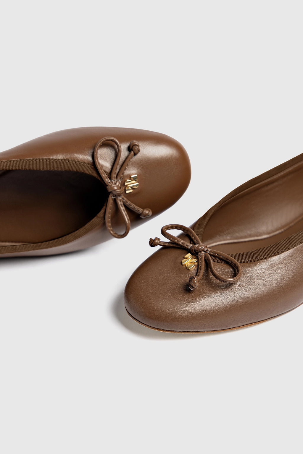 Larroude Pavlova Ballet Flat In Burnt Umber Leather