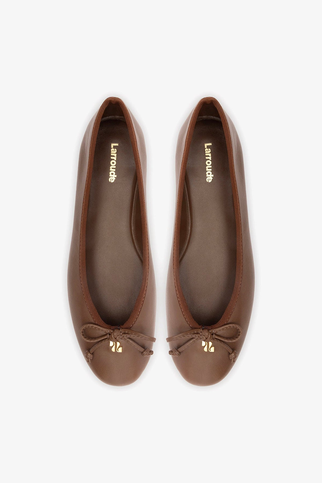 Larroude Pavlova Ballet Flat In Burnt Umber Leather