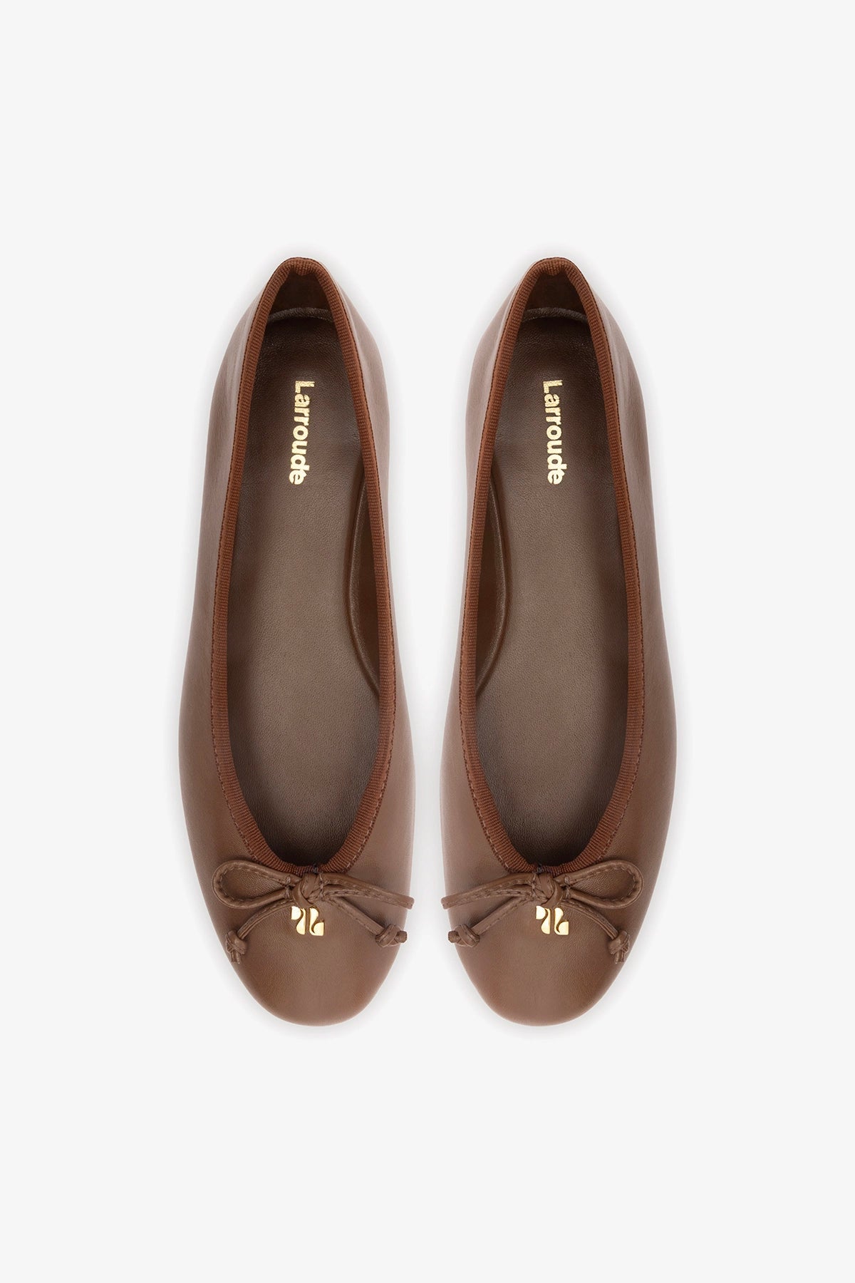 Larroude Pavlova Ballet Flat In Burnt Umber Leather