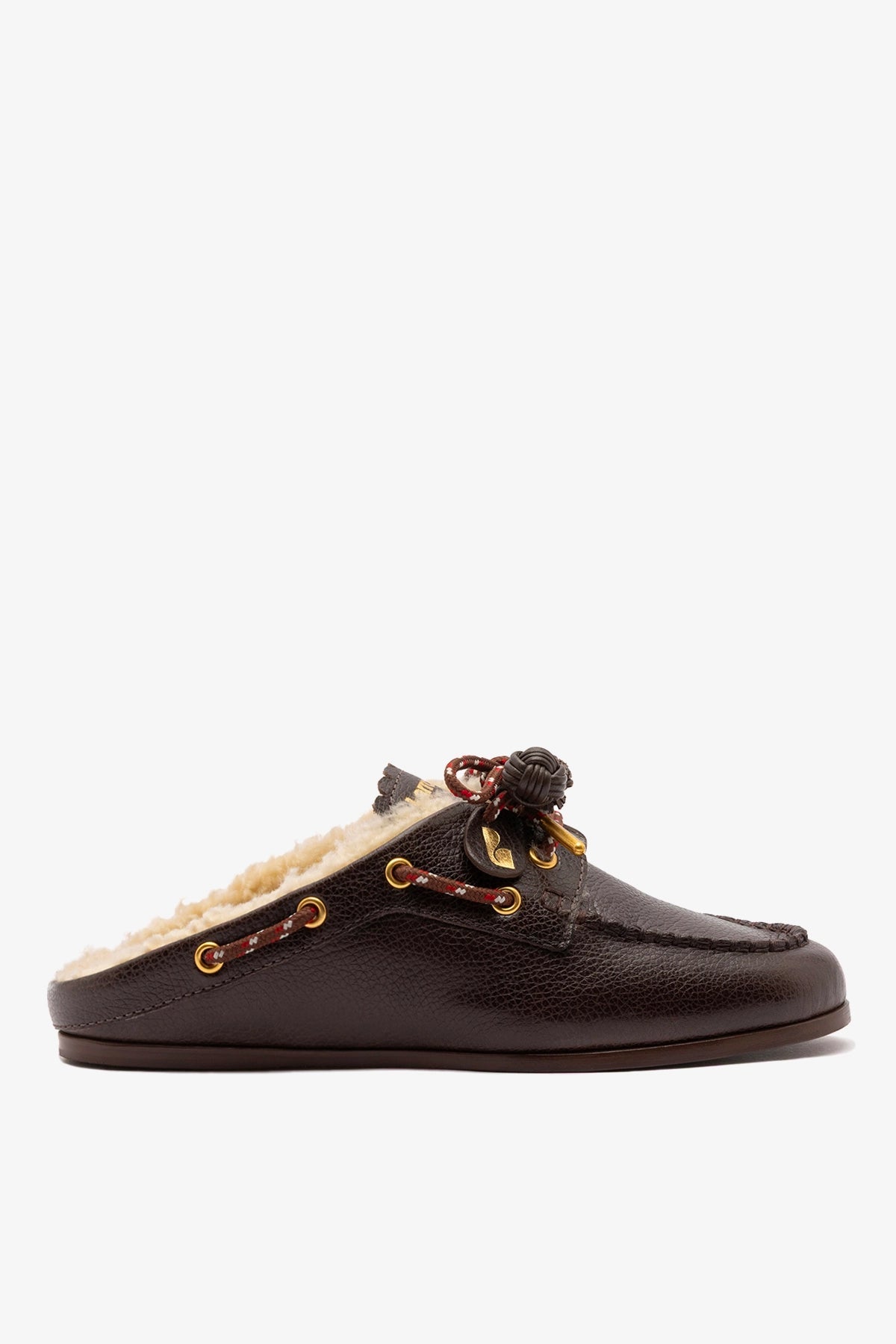 Larroude Cyprus Shearling Mule Brown Leather