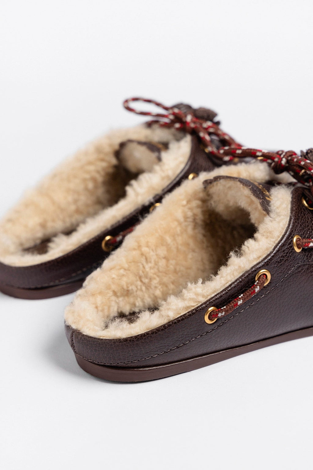 Larroude Cyprus Shearling Mule Brown Leather