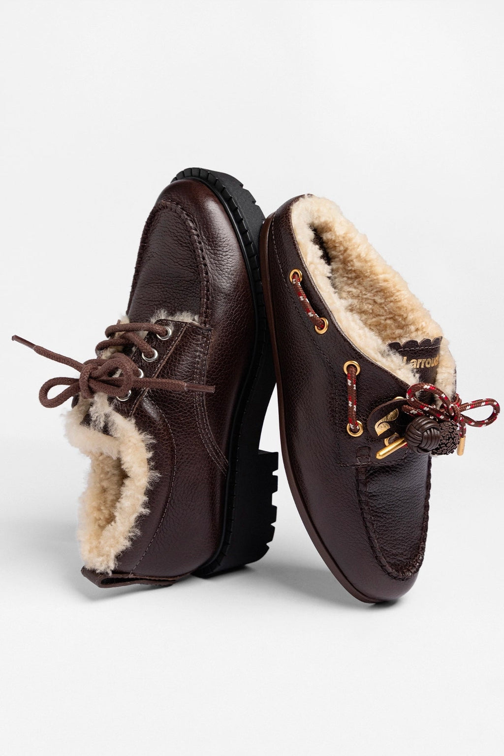 Larroude Cyprus Shearling Mule Brown Leather