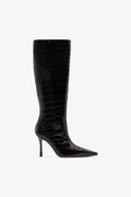 Larroude Carine Boot Black Croco Patent Leather