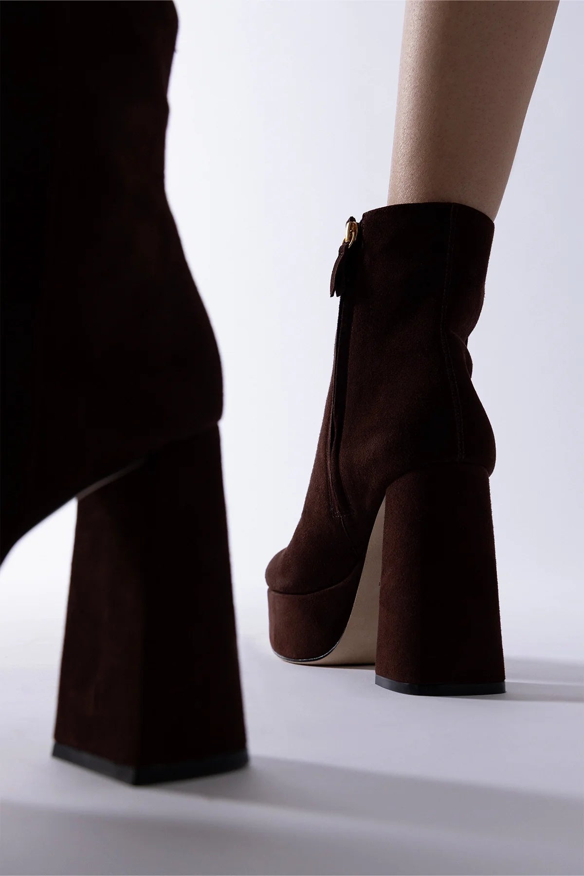 Larroude Dolly Platform Boot Brown Suede