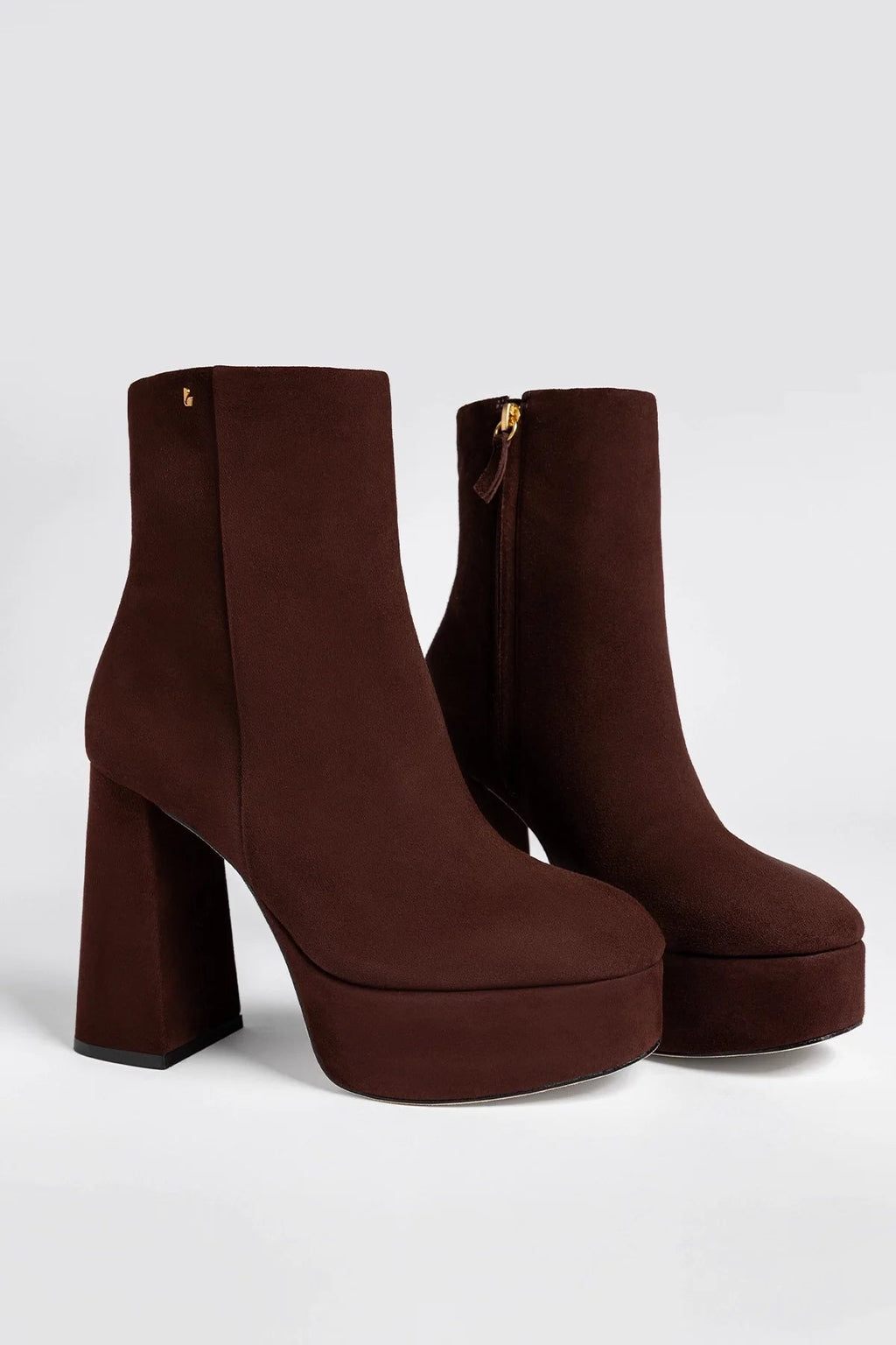 Larroude Dolly Platform Boot Brown Suede