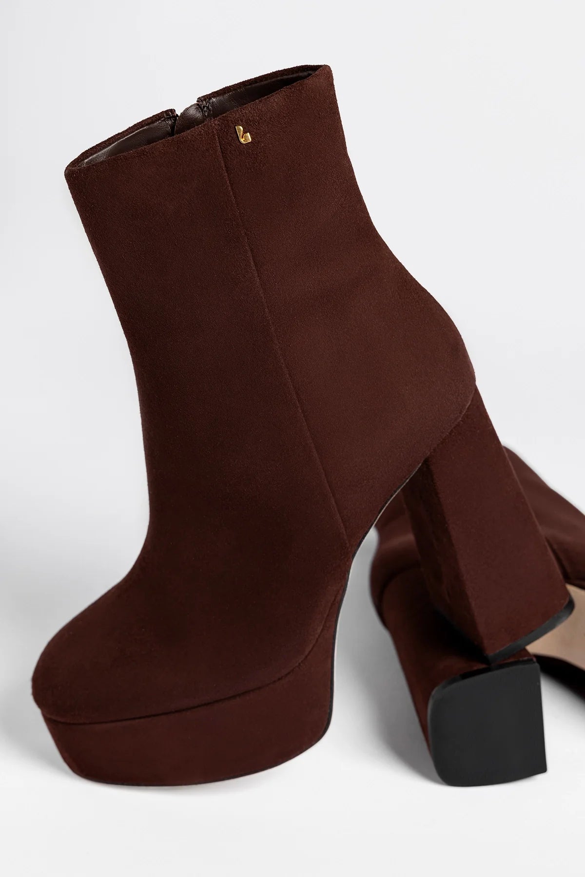 Larroude Dolly Platform Boot Brown Suede