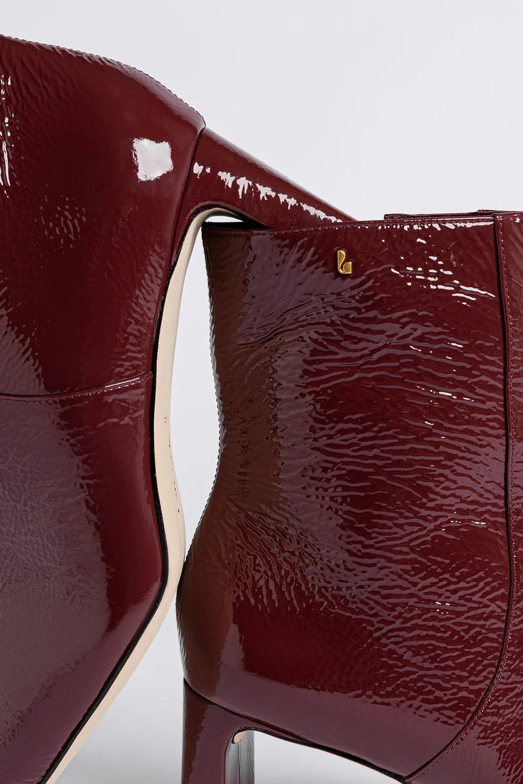 Larroude Alexis Boot Burgundy Patent Leather