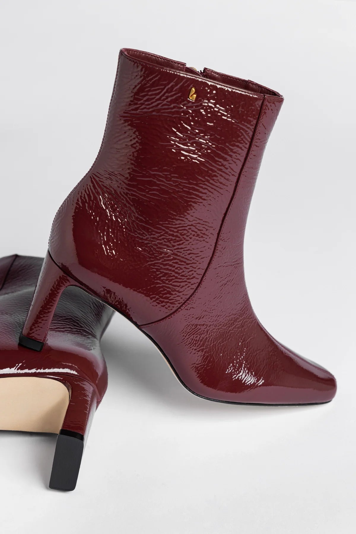 Larroude Alexis Boot Burgundy Patent Leather