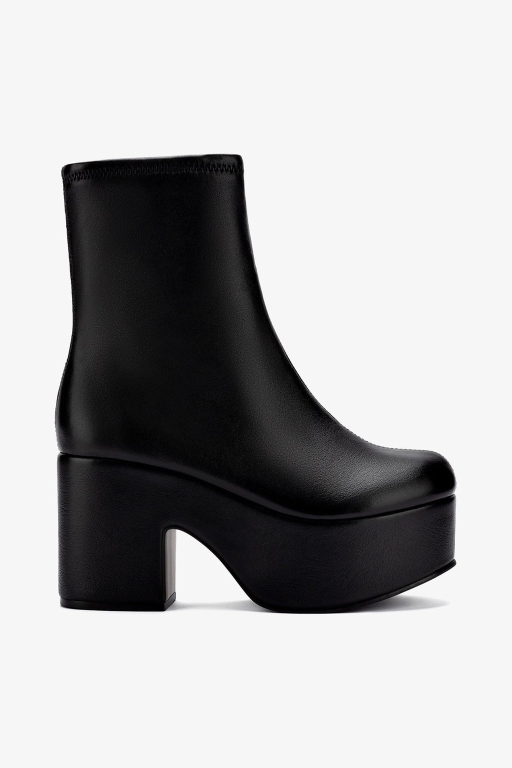 Larroude Miso Platform Boot In Black Stretch Leather