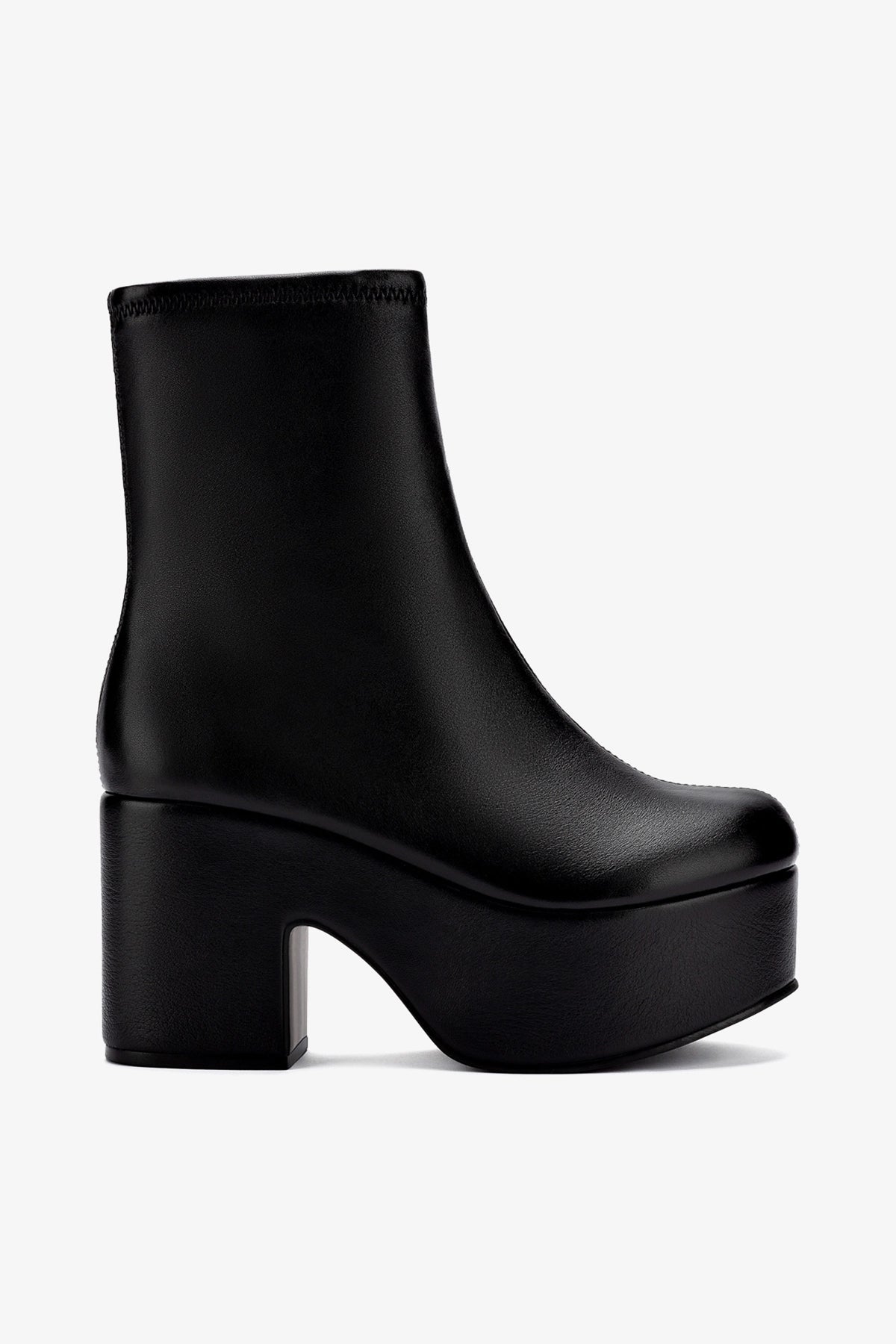 Larroude Miso Platform Boot In Black Stretch Leather