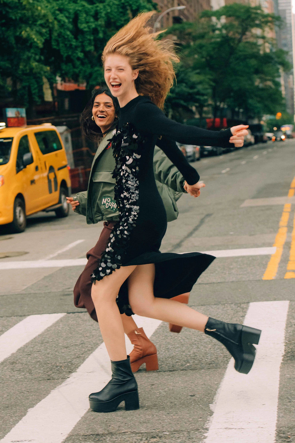 Larroude Miso Platform Boot In Black Stretch Leather
