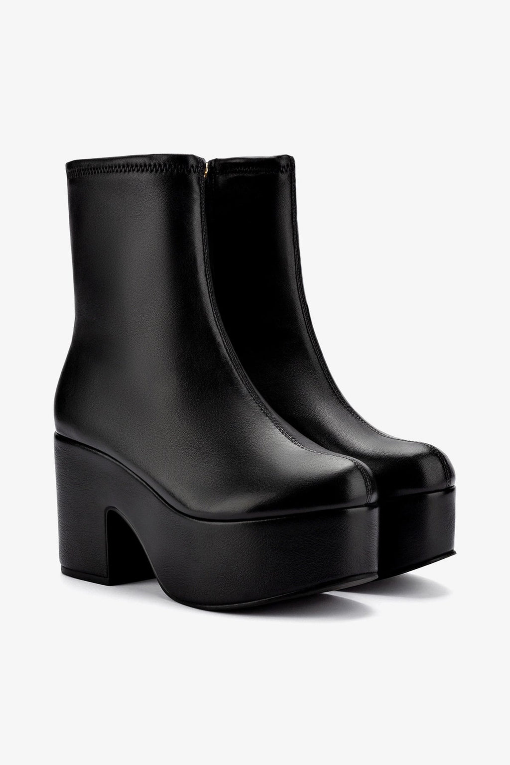 Larroude Miso Platform Boot In Black Stretch Leather