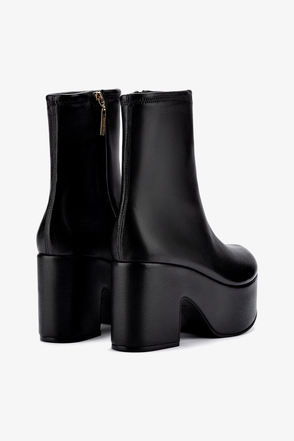 Larroude Miso Platform Boot In Black Stretch Leather