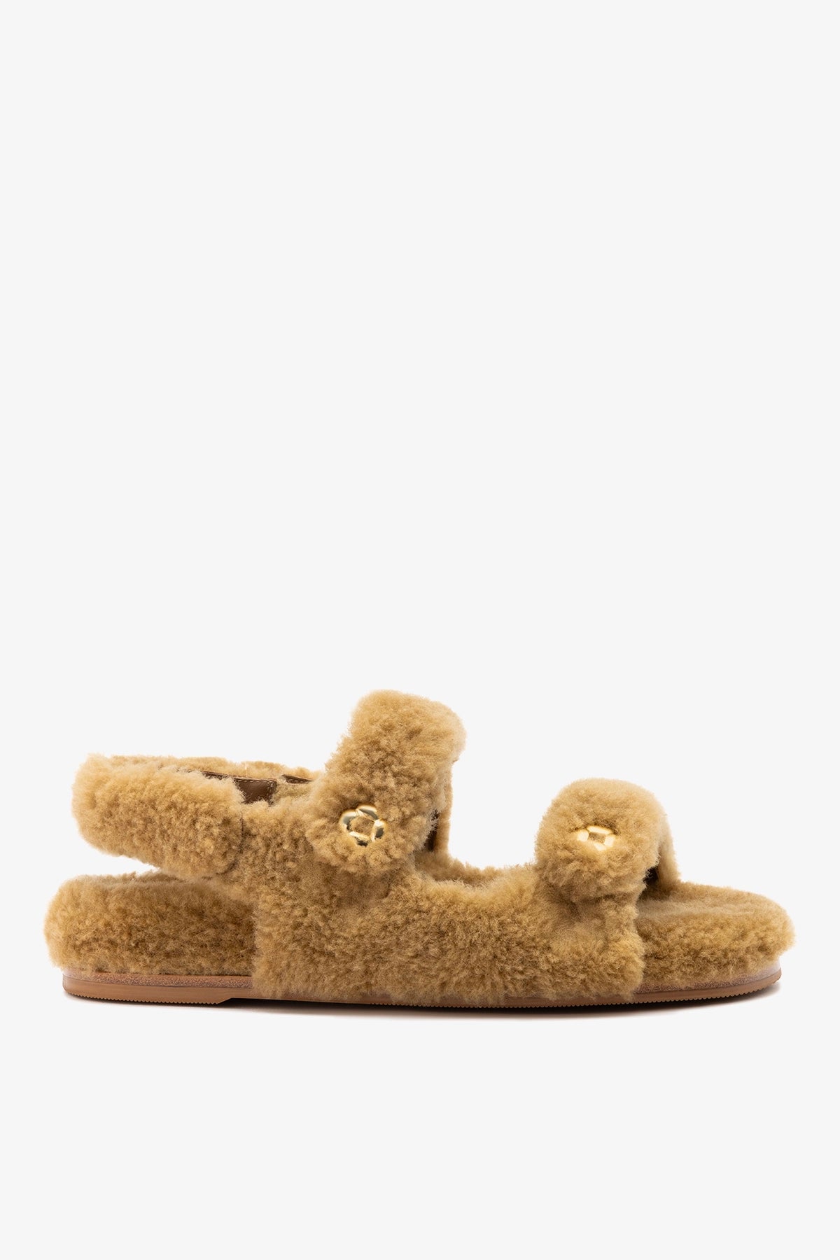 Larroude Jetty Fuzzy Sandal Latte Shearling