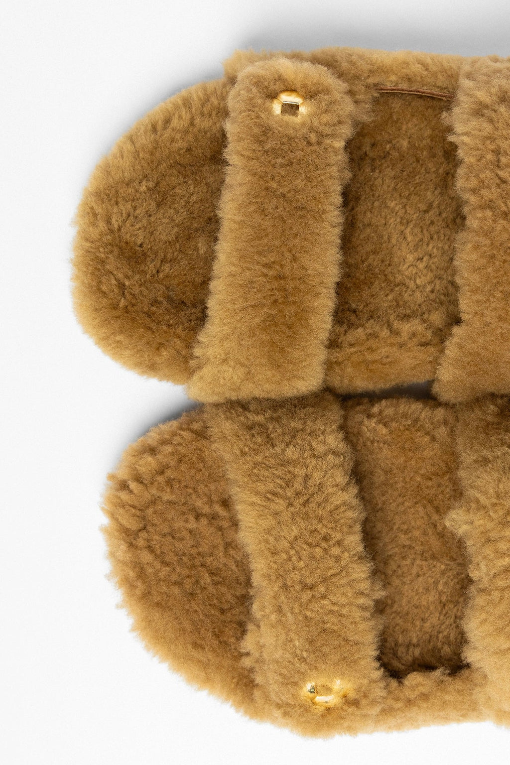 Larroude Jetty Fuzzy Sandal Latte Shearling