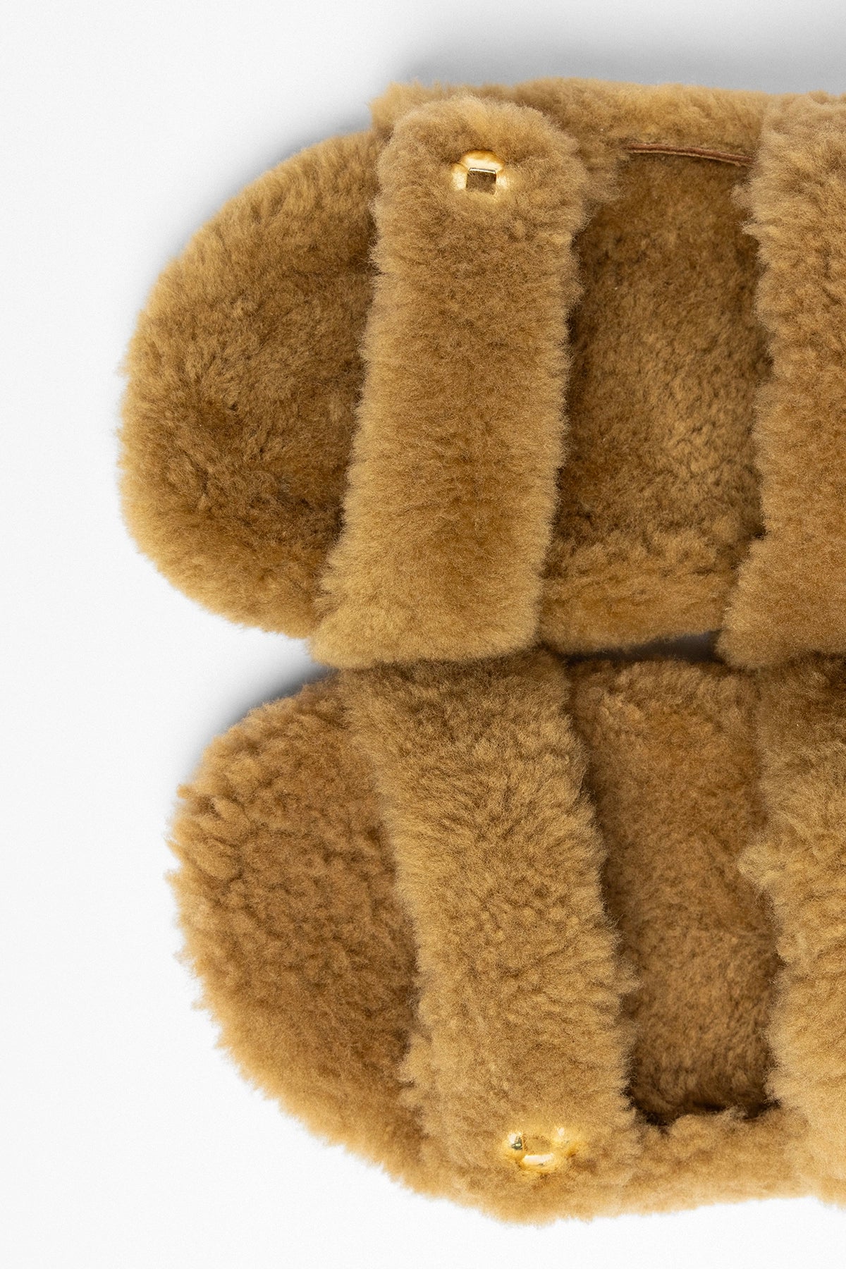 Larroude Jetty Fuzzy Sandal Latte Shearling