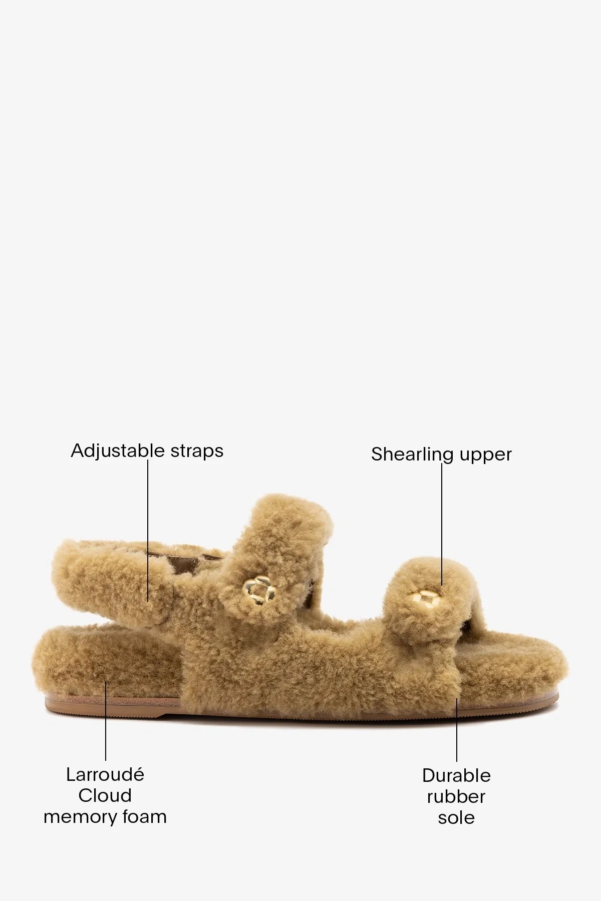 Larroude Jetty Fuzzy Sandal Latte Shearling