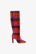 Larroude Cindy Hi Boot Plum Printed Felt