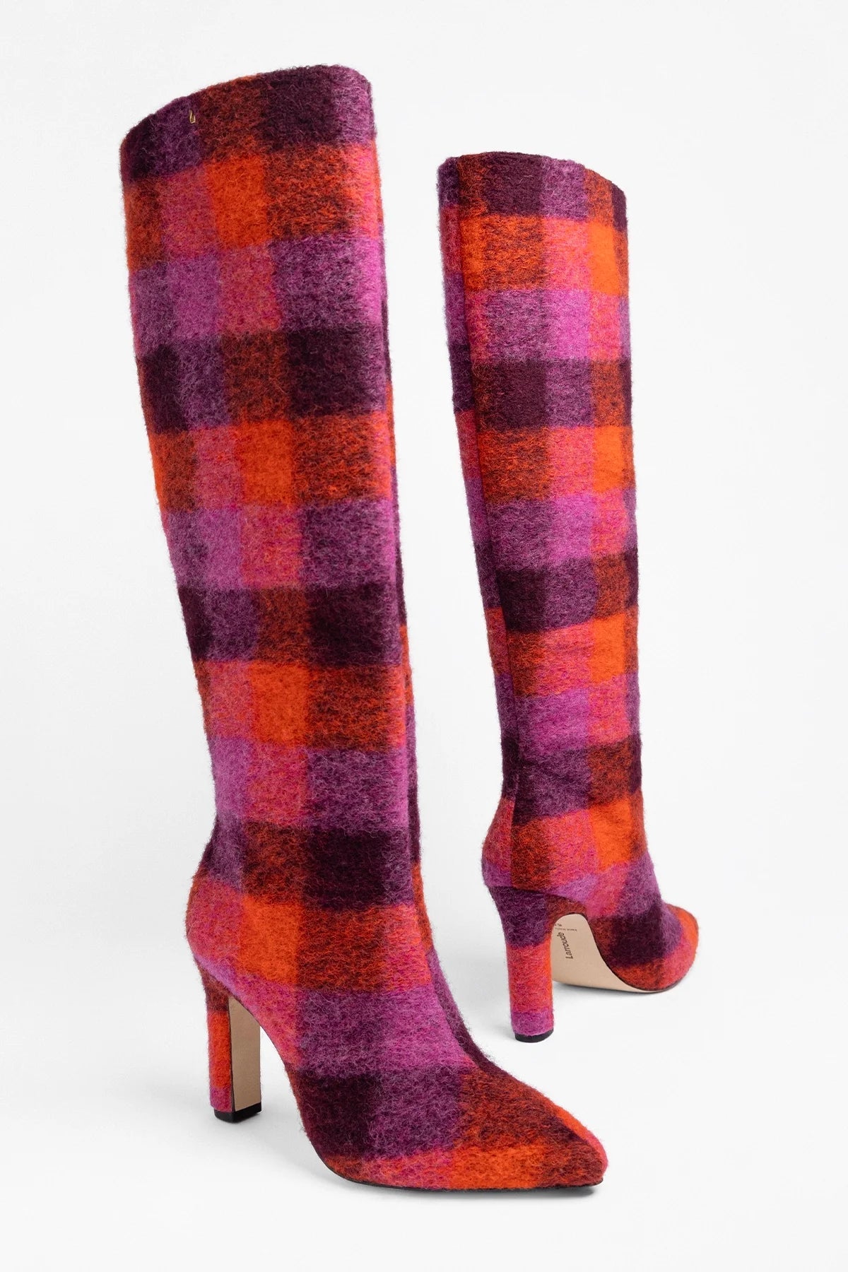 Larroude Cindy Hi Boot Plum Printed Felt