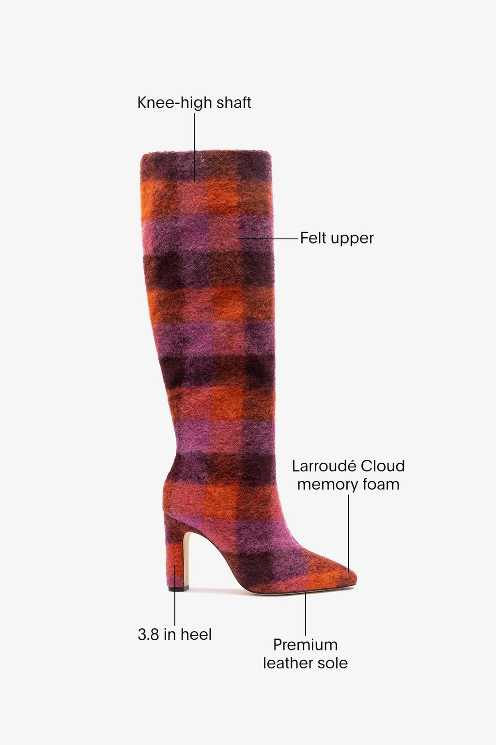 Larroude Cindy Hi Boot Plum Printed Felt