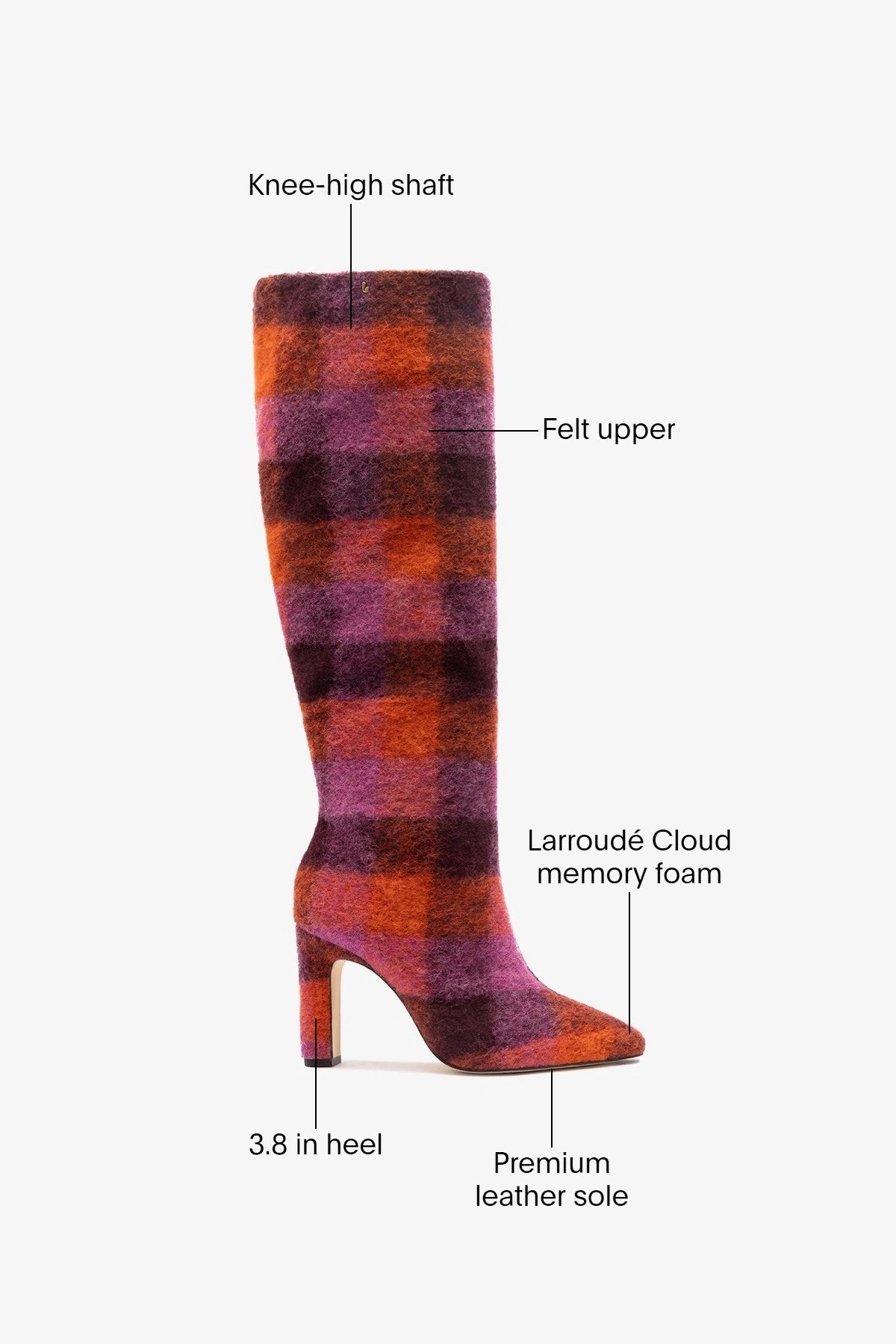 Larroude Cindy Hi Boot Plum Printed Felt