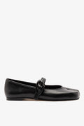 Larroude Verona Tabi Ballet Flat Black Leather