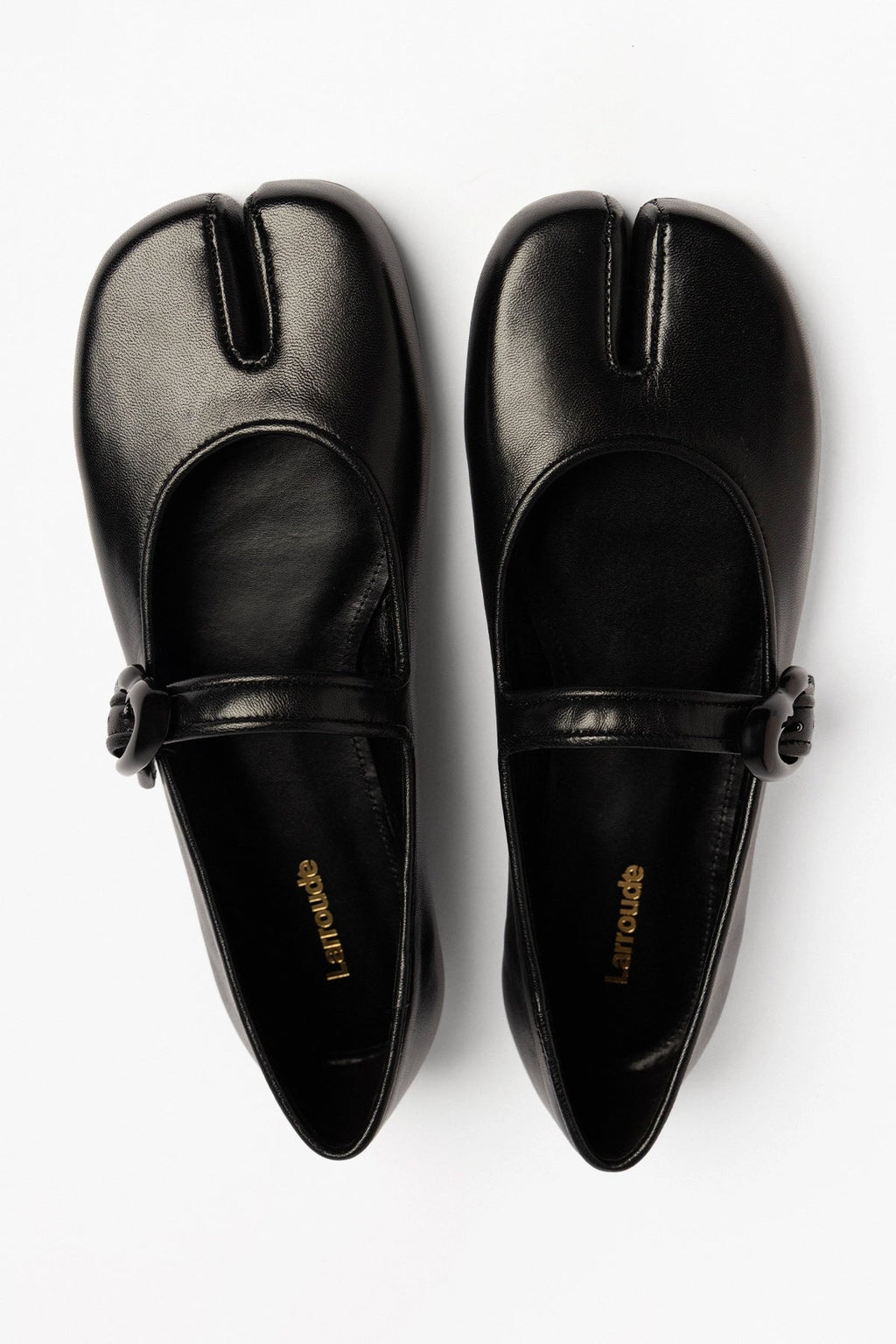 Larroude Verona Tabi Ballet Flat Black Leather