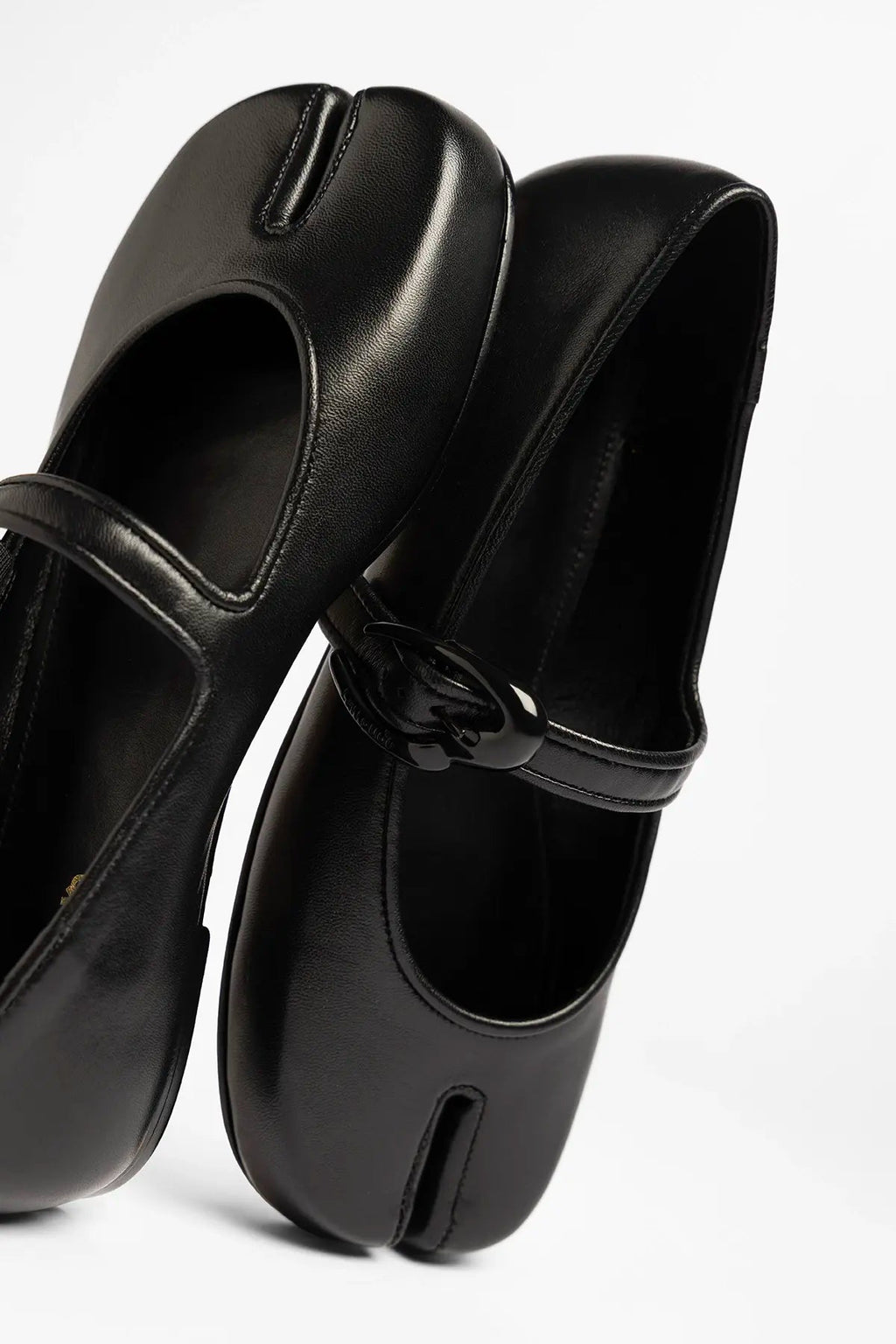 Larroude Verona Tabi Ballet Flat Black Leather