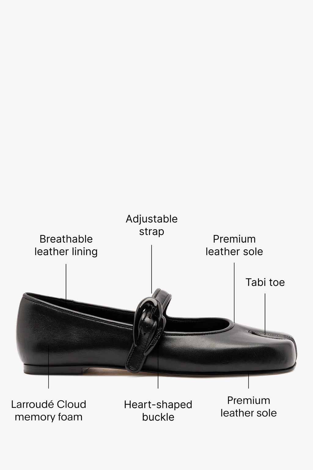 Larroude Verona Tabi Ballet Flat Black Leather
