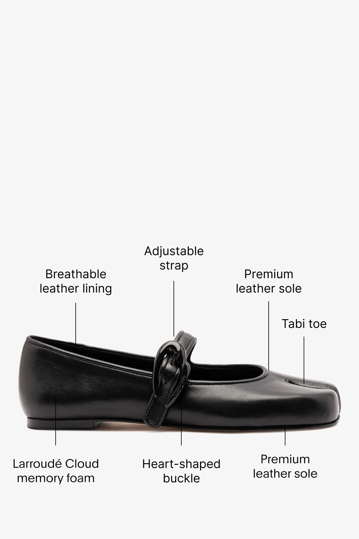 Larroude Verona Tabi Ballet Flat Black Leather