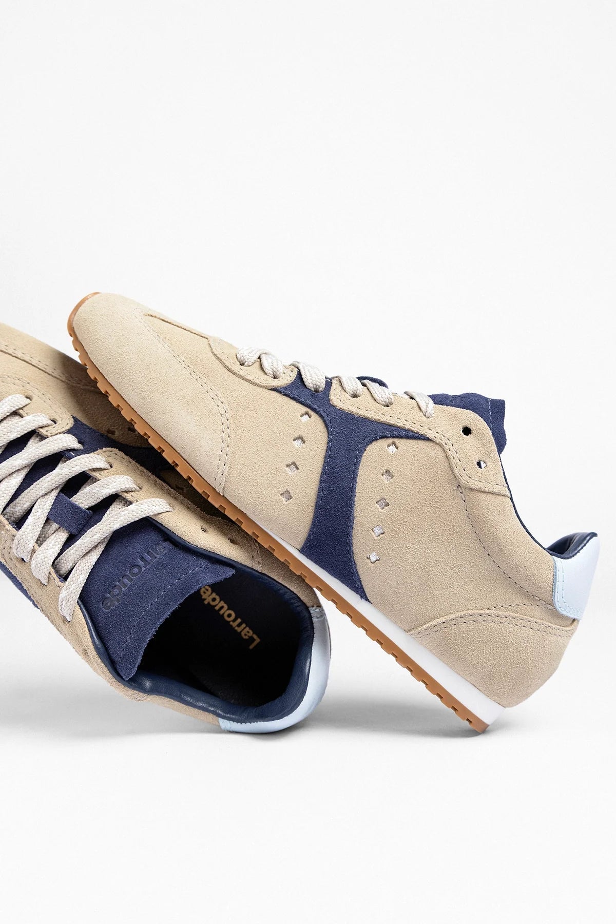 Larroude Stella Sneaker Oyster Gray Suede