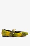 Larroude Verona Ballet Flat Cactus Printed Felt