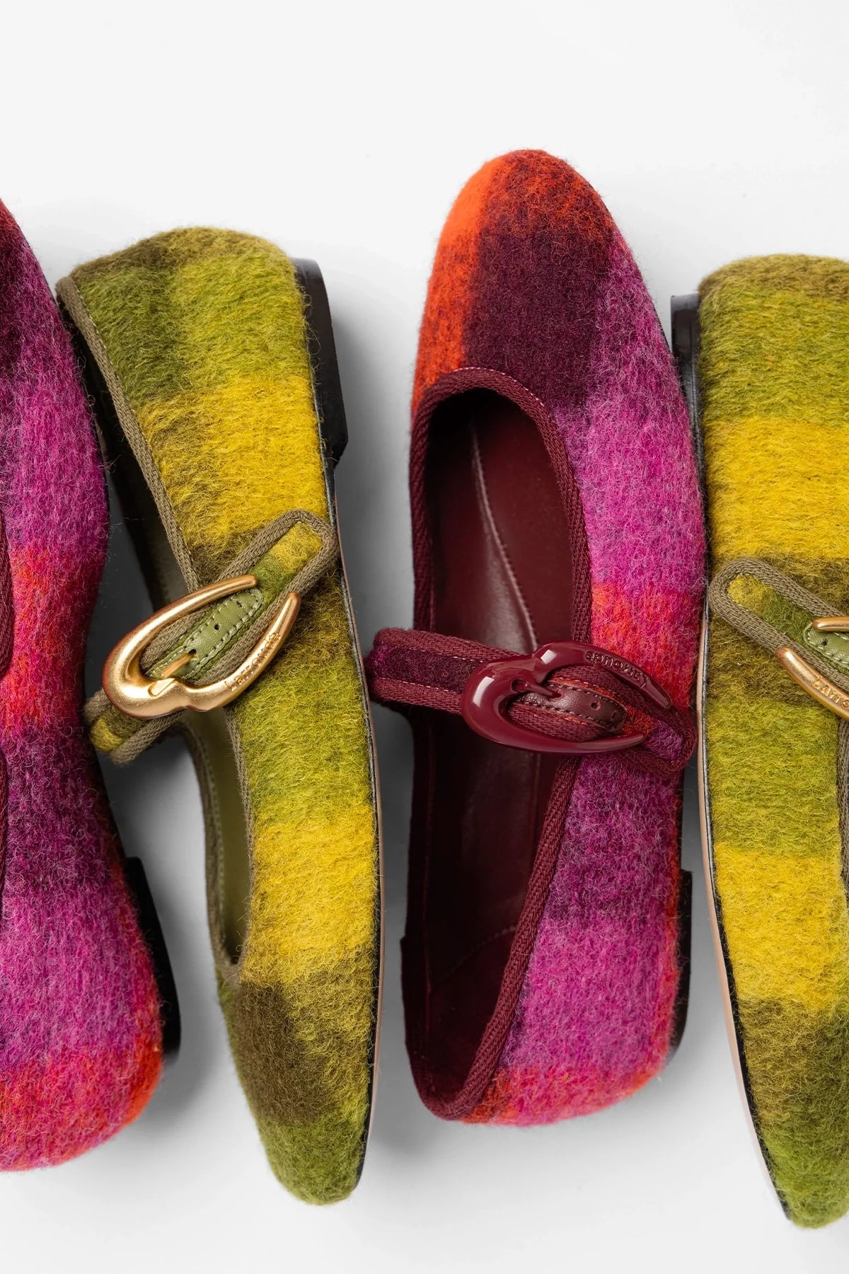 Larroude Verona Ballet Flat Cactus Printed Felt