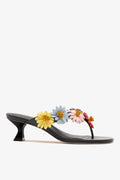 Larroude Fiore Thong Sandal Black Leather