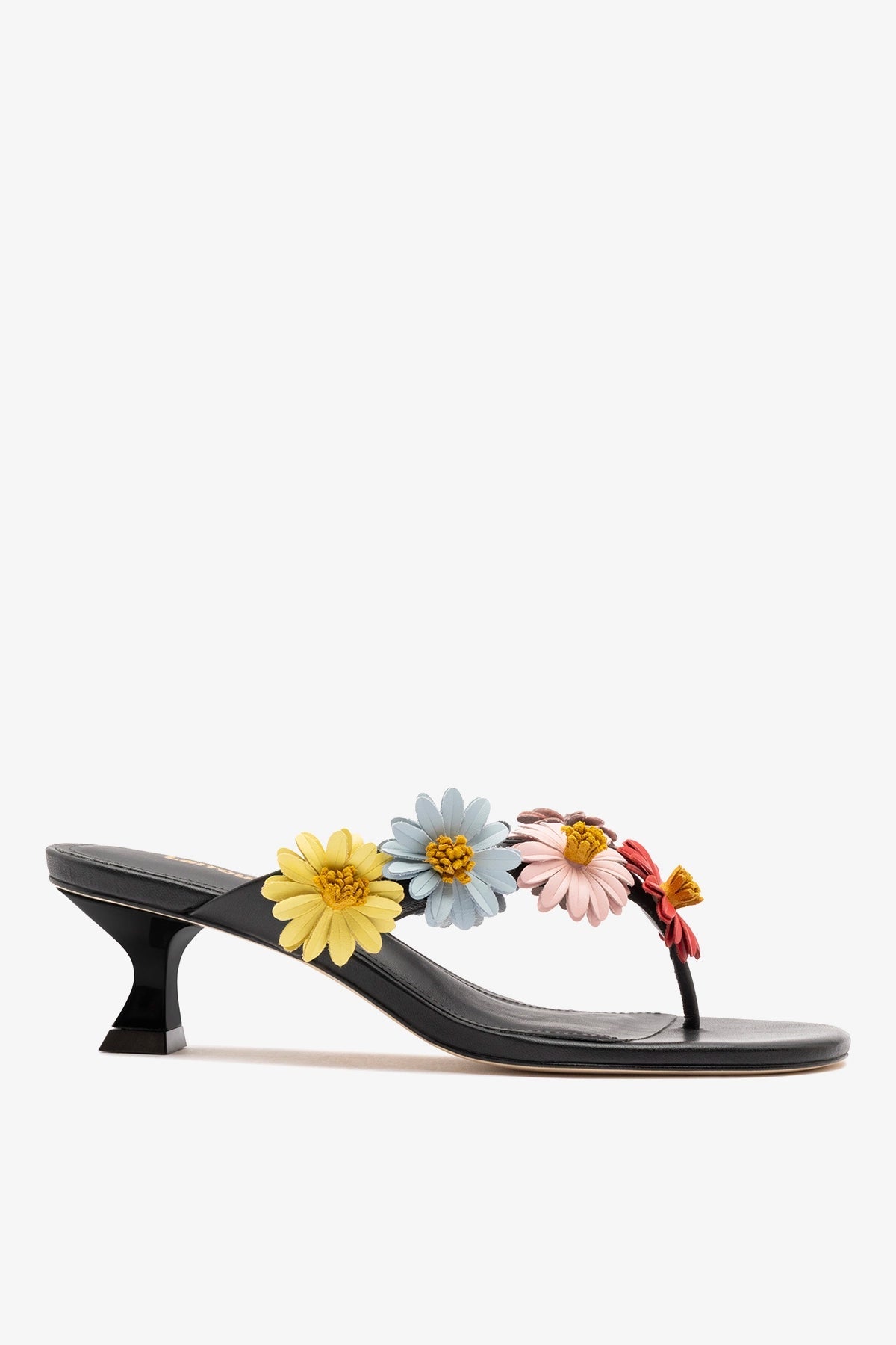 Larroude Fiore Thong Sandal Black Leather