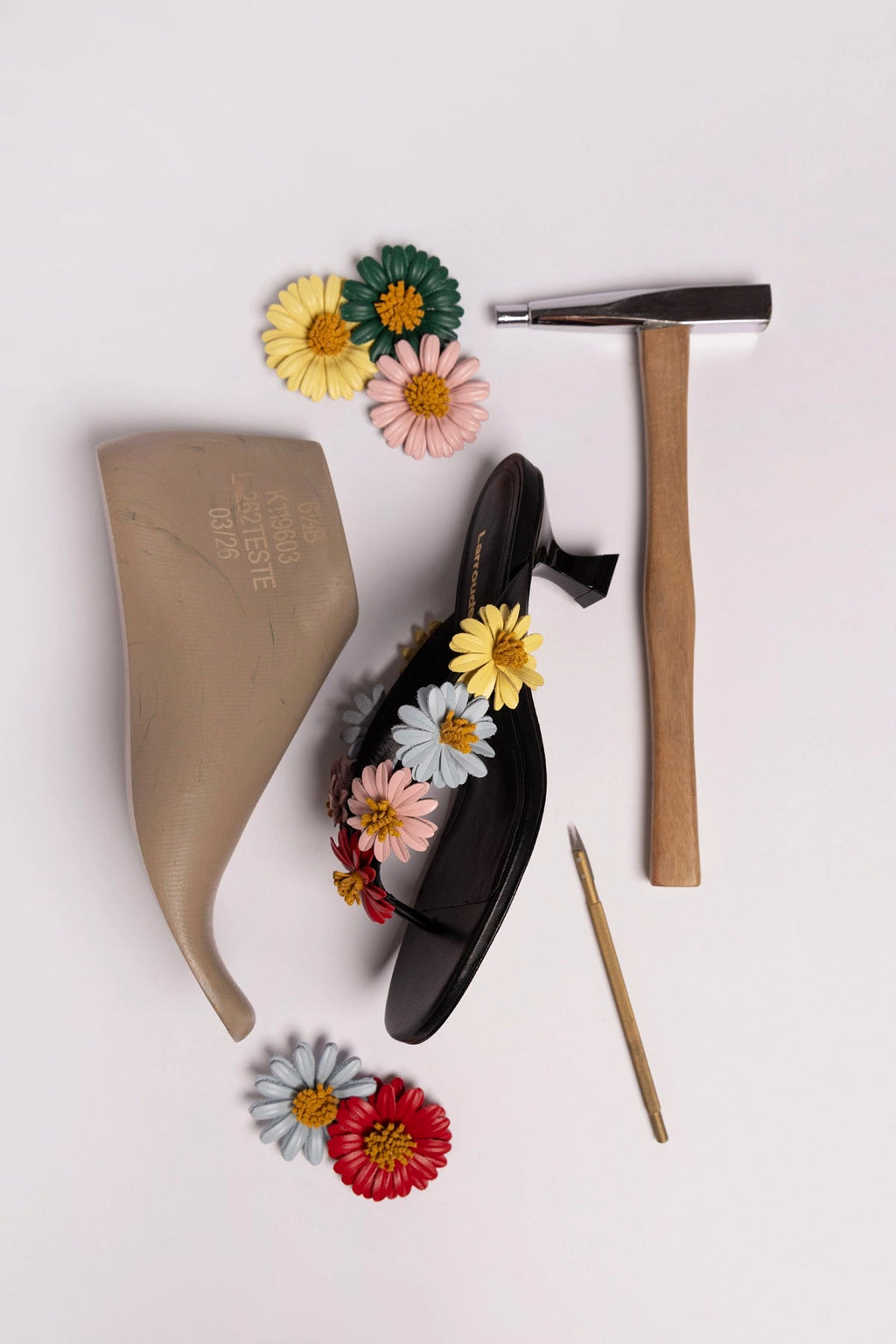 Larroude Fiore Thong Sandal Black Leather