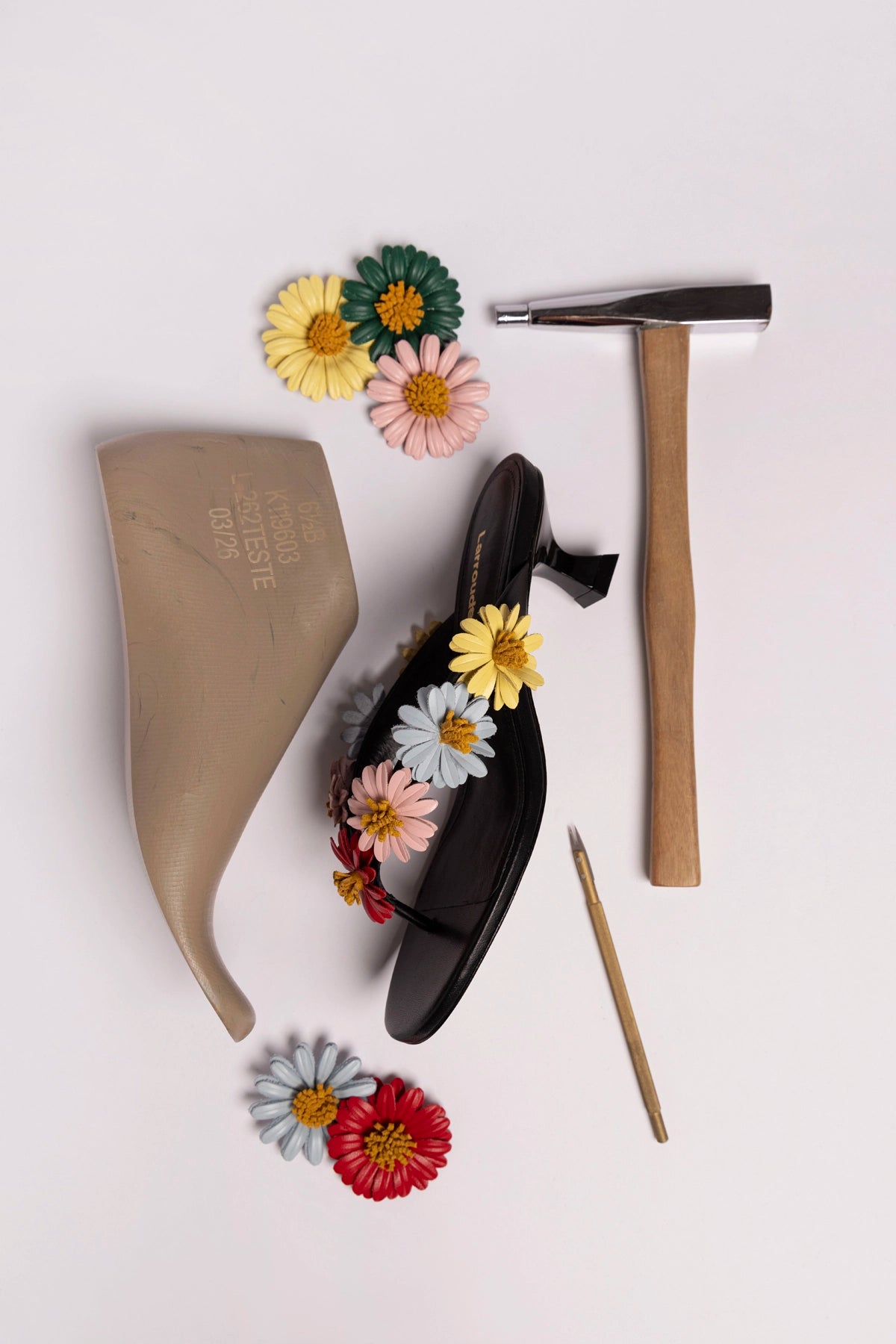 Larroude Fiore Thong Sandal Black Leather