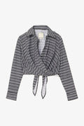 Larroude Rose Wrap Top In Black and White Striped Cotton