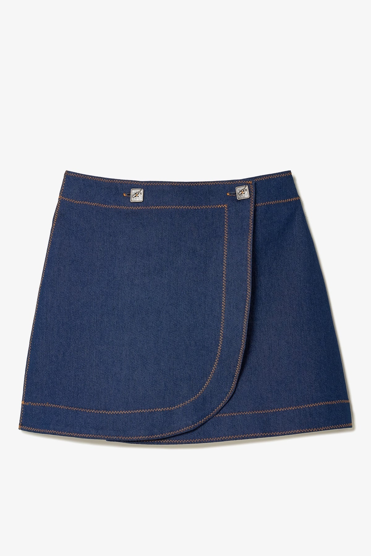 Larroude Marina Mini Skirt In Blue Denim