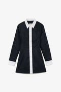 Larroude Annie Bustier Dress In Black and White Percale