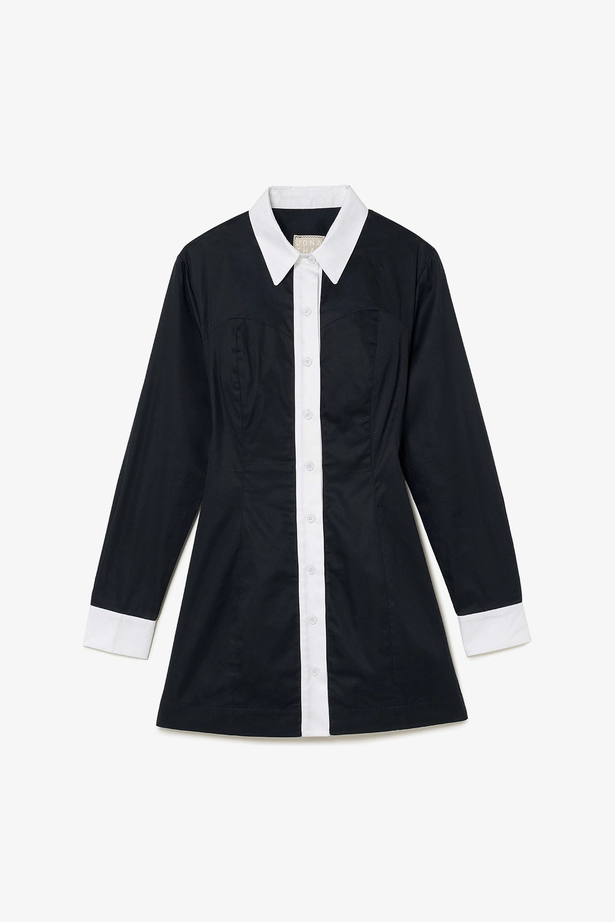 Larroude Annie Bustier Dress In Black and White Percale