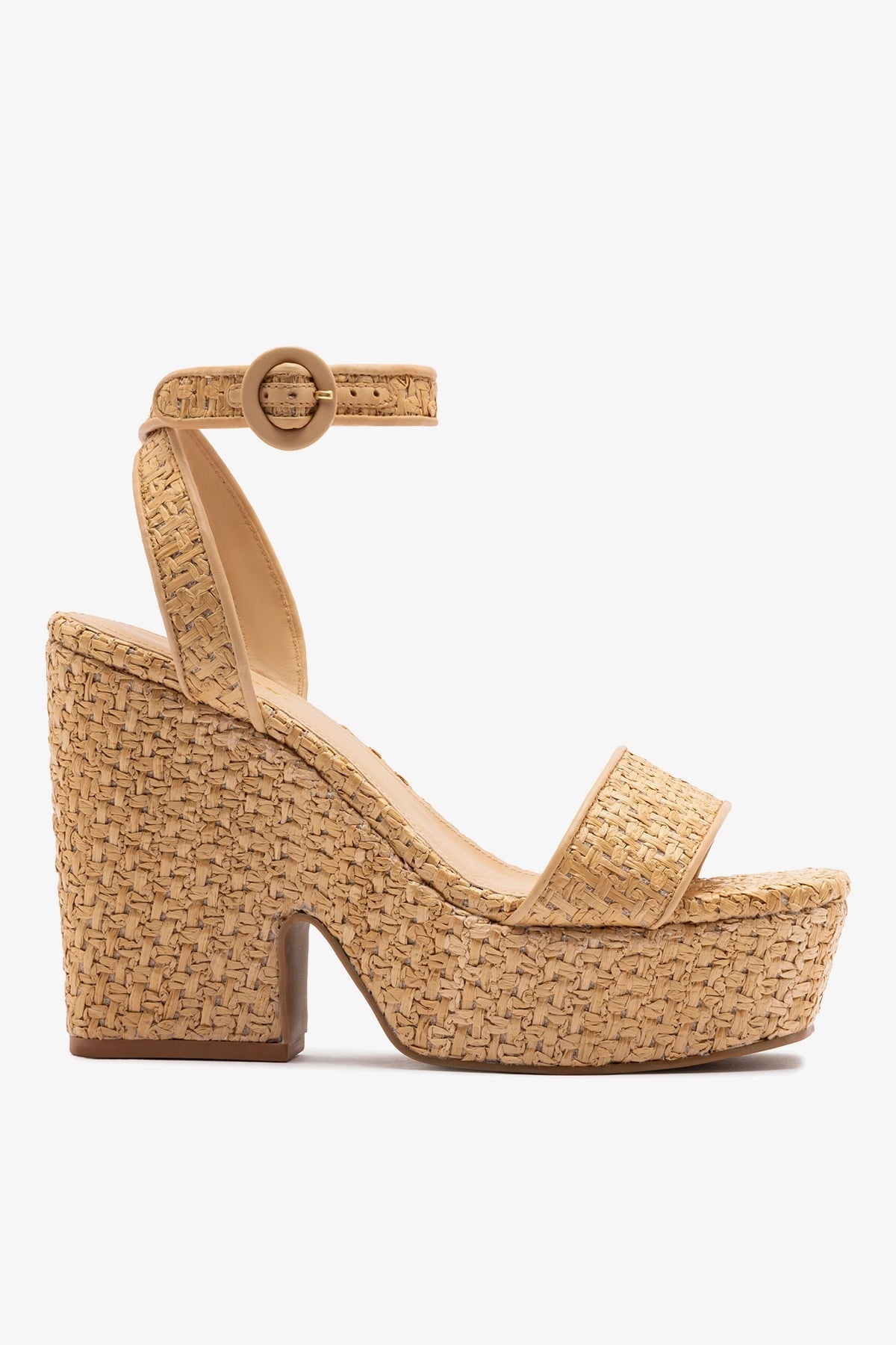 Larroude Cher Strap Sandal Natural Raffia