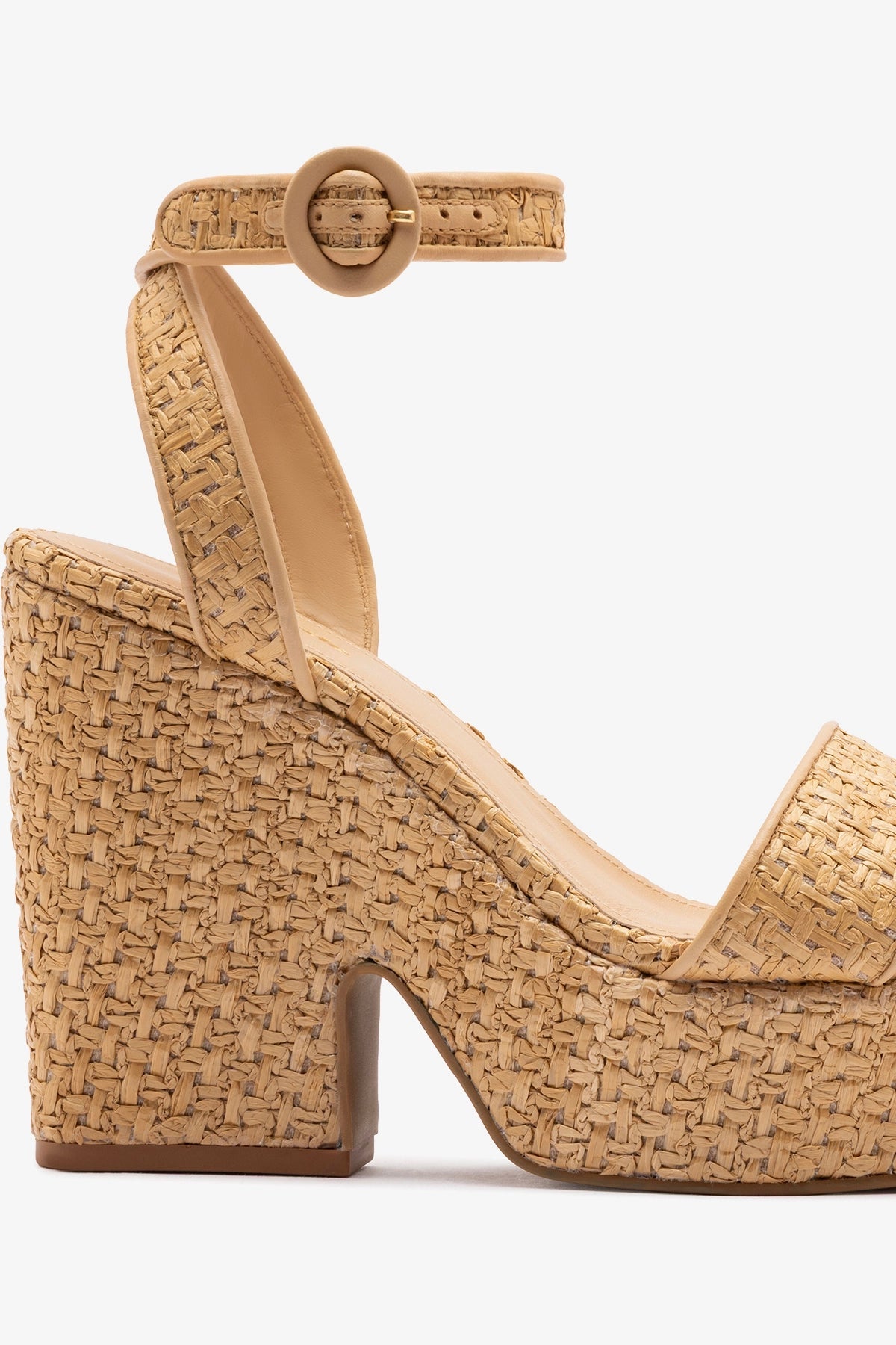 Larroude Cher Strap Sandal Natural Raffia