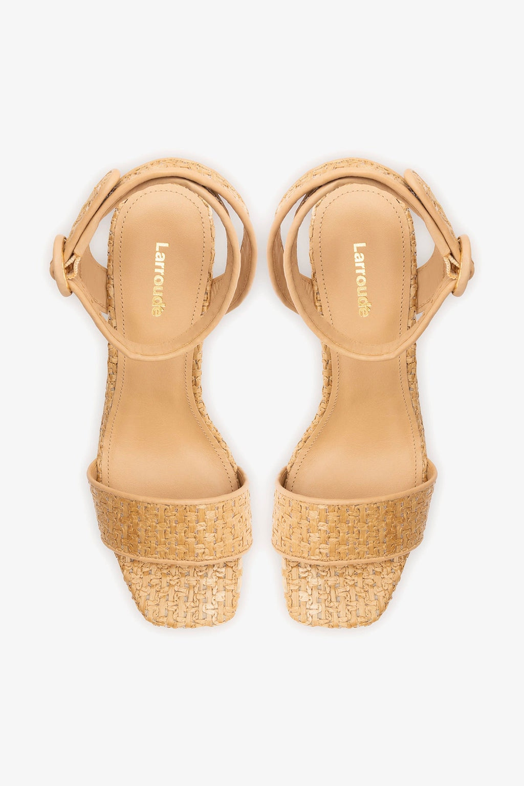 Larroude Cher Strap Sandal Natural Raffia