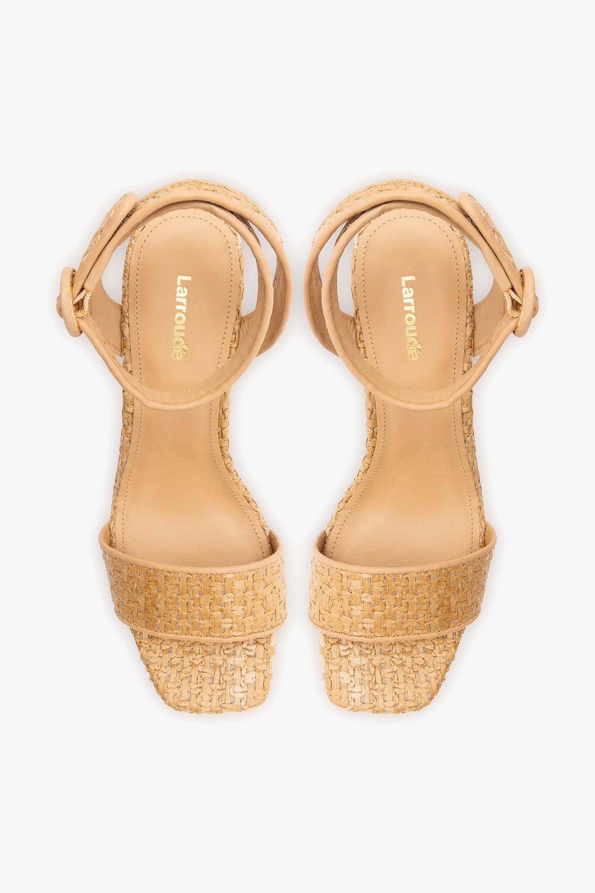 Larroude Cher Strap Sandal Natural Raffia