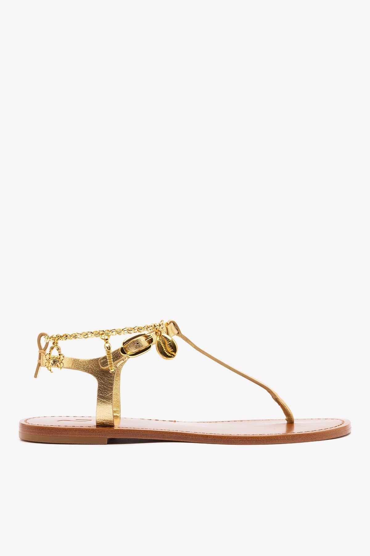 Larroude Gipsy Sandal In Gold Metallic Leather