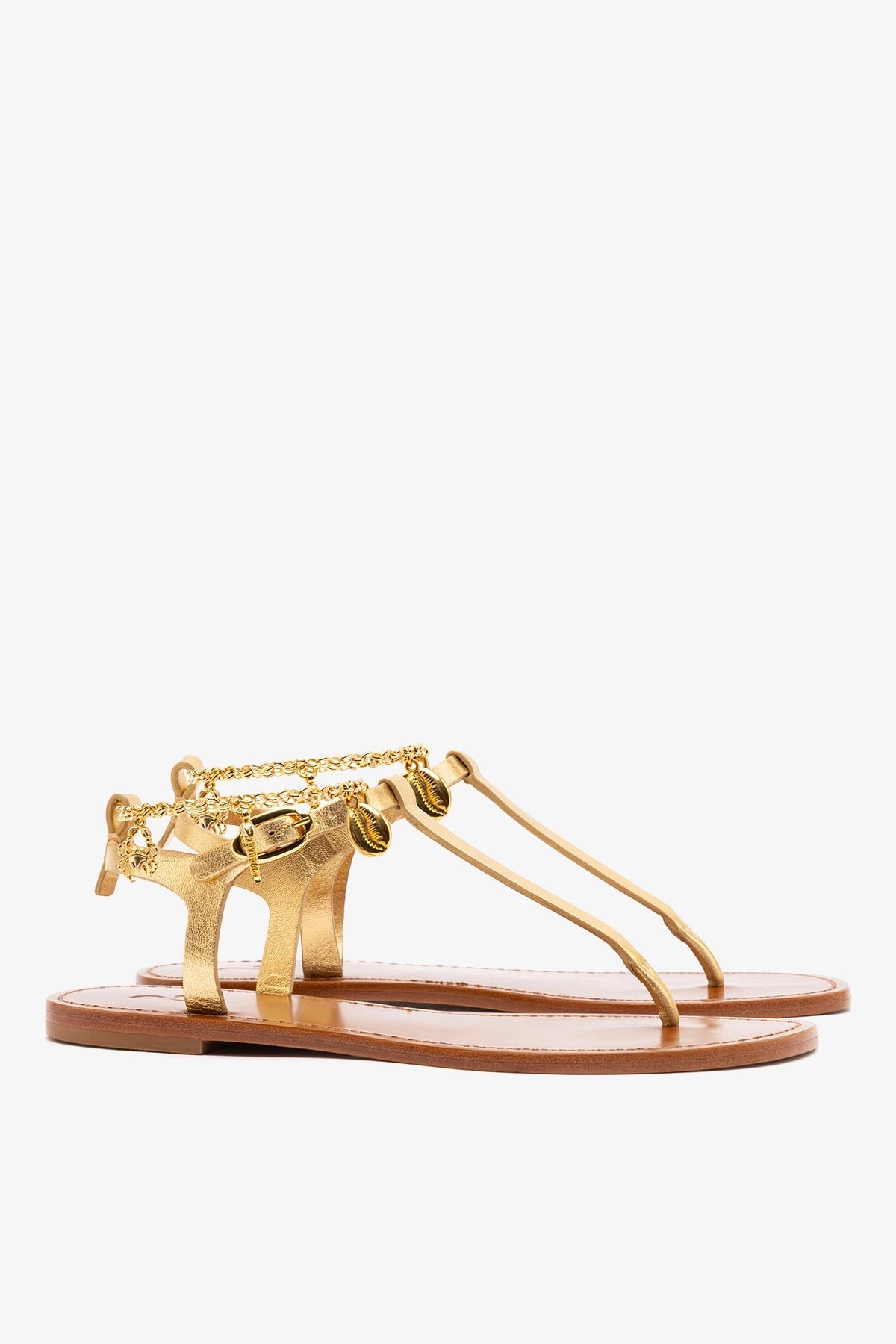 Larroude Gipsy Sandal In Gold Metallic Leather