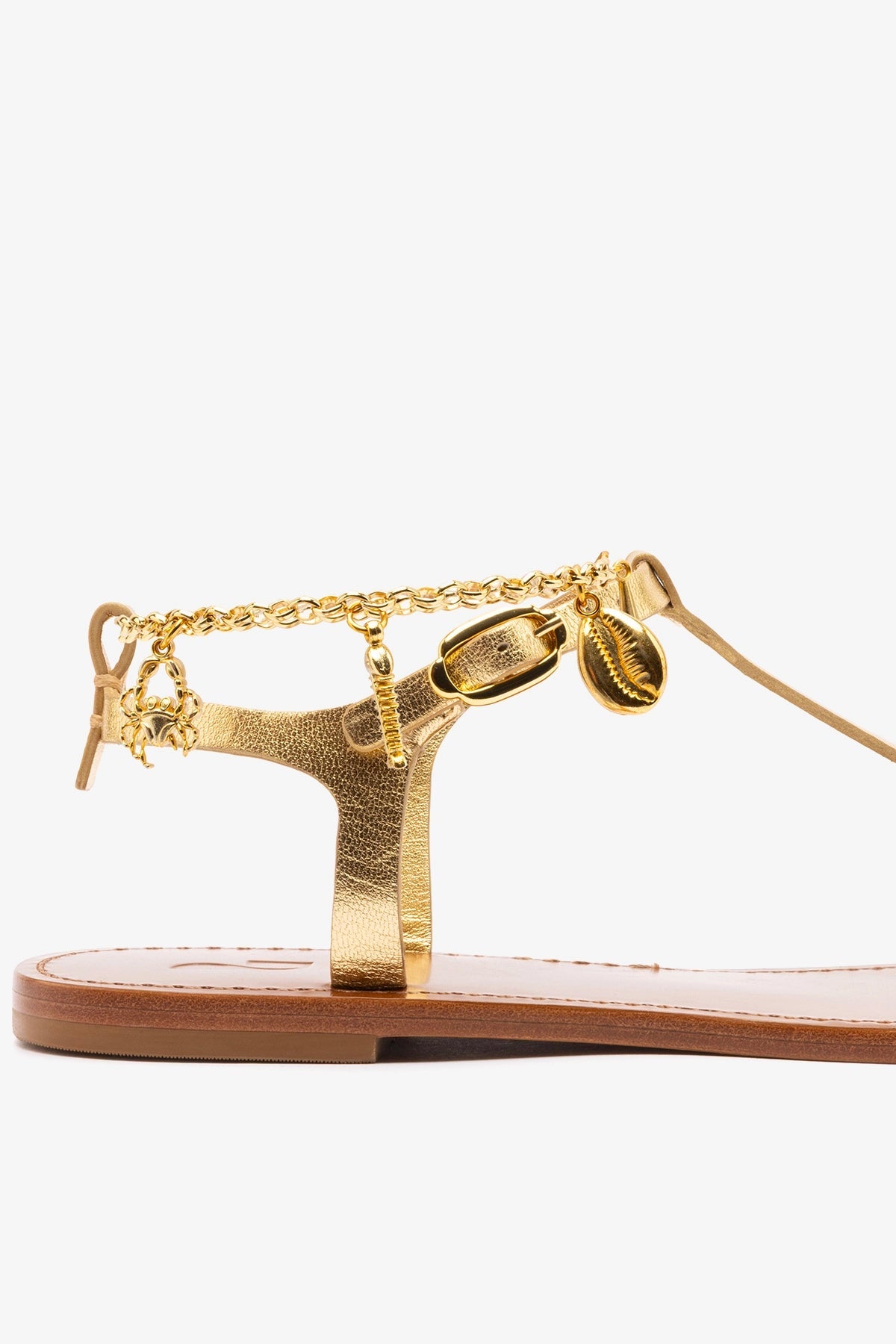 Larroude Gipsy Sandal In Gold Metallic Leather